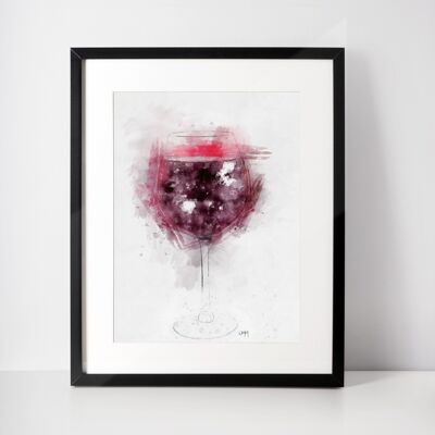 Rotweinglas gerahmter Wand-Kunstdruck