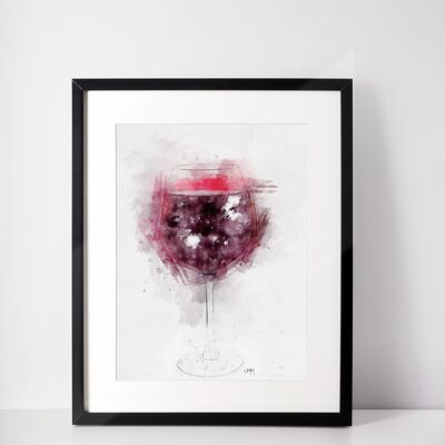 Red Wine Glass Framed Wall Art Print