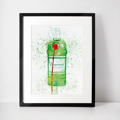 Gin-Flasche gerahmter Wand-Kunstdruck