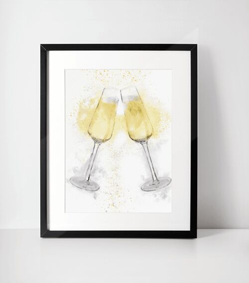 Champagne Flutes Framed Wall Art Print