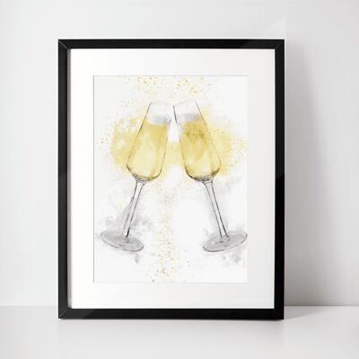 Champagnerflöten gerahmter Wand-Kunstdruck