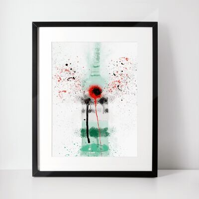 Stampa artistica da parete con cornice di bottiglia di rum bianco