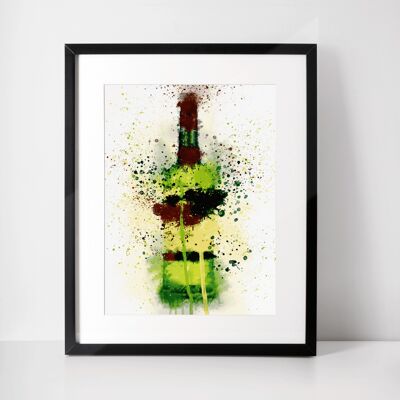Stampa artistica da parete con cornice di bottiglia di whisky irlandese