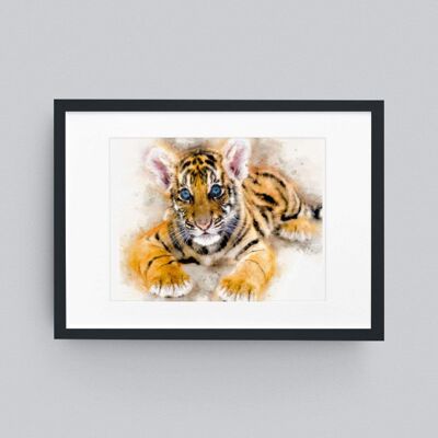 Impresión de arte de pared con marco de tigre