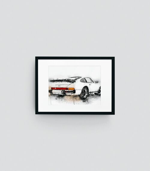 911 Turbo White Classic Car Wall Art Print