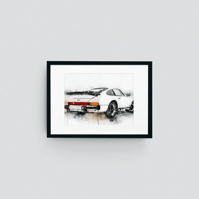 911 Turbo White Classic Car Wall Lámina artística