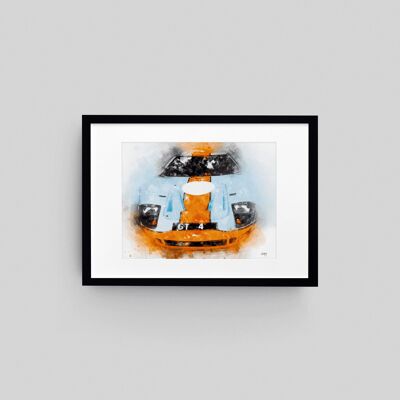 GT40 Le Man Rennwagen, gerahmter Wand-Kunstdruck