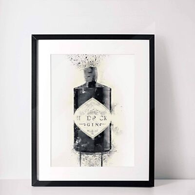 Gin Bottle Wall Art Prints Splatter Black Bottle