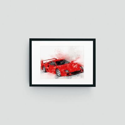 F Supercar 1980er roter Wand-Kunstdruck