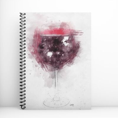 Cuaderno de arte de copa de vino tinto