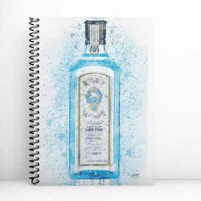 Botella de ginebra azul Bombay Cuaderno