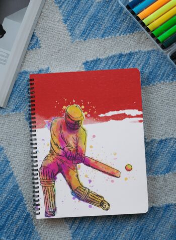 Carnet de joueur de cricket Art Red Artwork 3