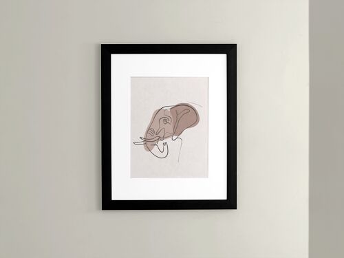 Minimalist Elephant Line Art Print & Frame