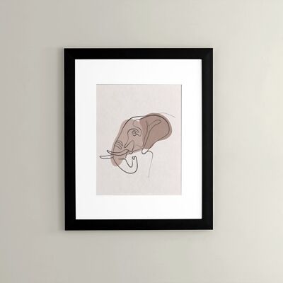 Minimalistische Elefant-Linie Kunstdruck & Rahmen