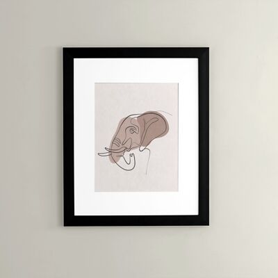 Minimalist Elephant Line Art Print & Frame