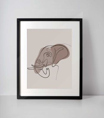 Impression et cadre minimalistes d'art en ligne d'éléphant 2