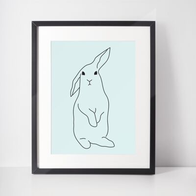 Arte lineal de conejo Lámina enmarcada