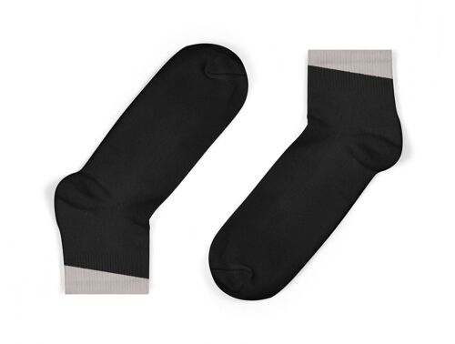 Ankle Socks with angled cuff -  Black with grey angled cuff