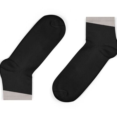 Ankle Socks with angled cuff -  Black with grey angled cuff