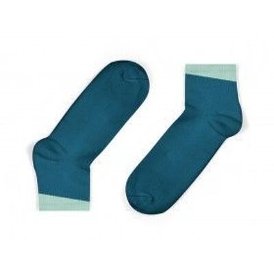 Ankle Socks with angled cuff -  Legion blue with mint angled cuff