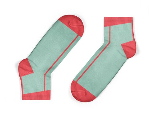 Ankle Socks with a stripe -  Coral stripe