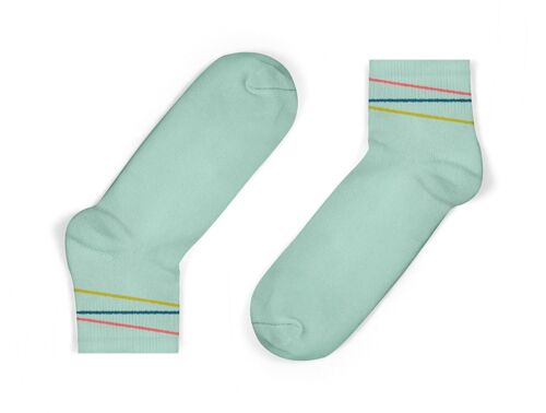 Multi-Coloured Diagonal Stripes Ankle Socks -  Mint