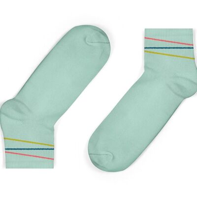 Calcetines Tobilleros Rayas Diagonales Multicolor - Menta