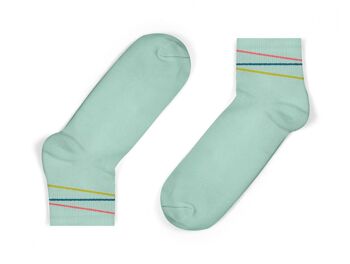 Socquettes Rayures Diagonales Multicolores - Menthe 1