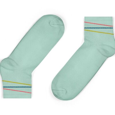 Multi-Coloured Diagonal Stripes Ankle Socks -  Mint
