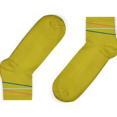 Calcetines Tobilleros Rayas Diagonales Multicolor - Mostaza