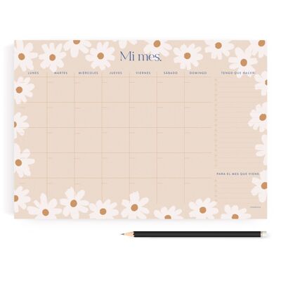 Latte Flowers Planner. Monthly