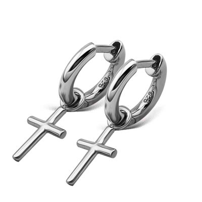 Jwls4u Oorbellen Earrings Cross Silver JE013S