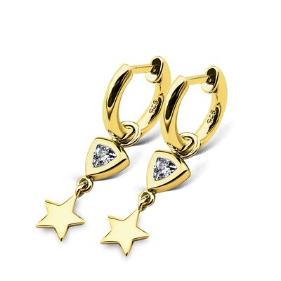 Jwls4u Oorbellen Earrings Trillion Star Gold-Plated JE017G