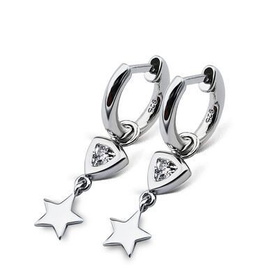 Jwls4u Oorbellen Earrings Trillion Star Silver JE017S