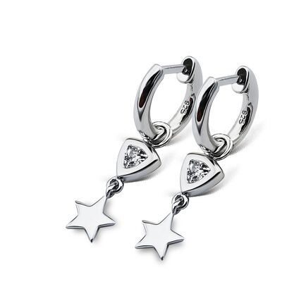 Jwls4u Oorbellen Earrings Trillion Star Silver JE017S