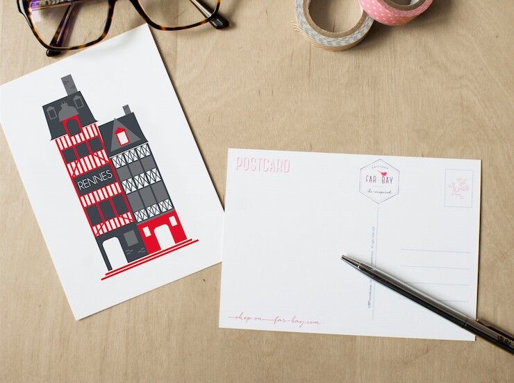 Rennes Postkarte | Fachwerkhaus