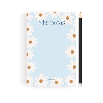 Notepad flowers blue