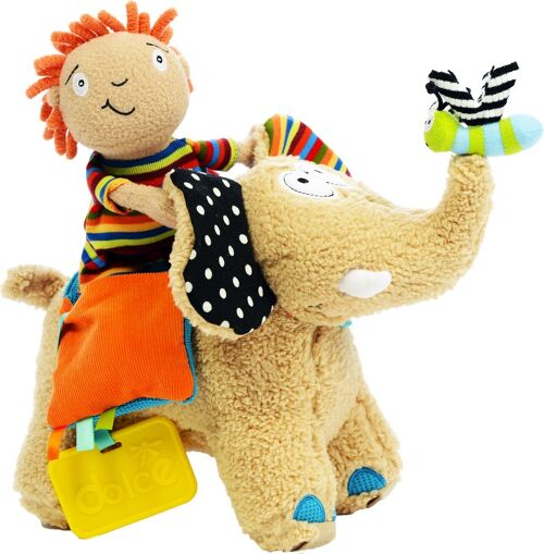 Dolce Classic trekfiguur & activiteitenknuffel olifant Ollie & Sem - 33 cm