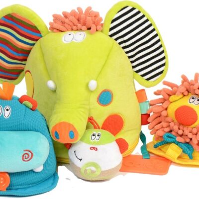 Dolce Classic Activity Peluches 4 en 1 - Safari Adventure