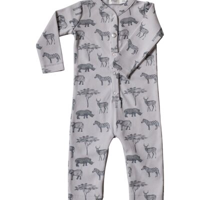 Tutina biologica per neonato Snoozebaby Safari Grey - Taglia 62/68