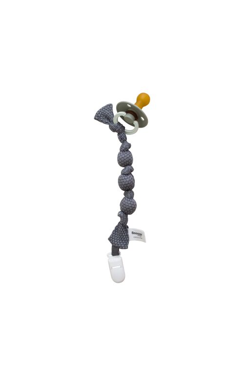 Snoozebaby organic pacifier cord knotted Storm Gray - 10 cm
