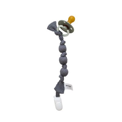 Snoozebaby organic pacifier cord knotted Storm Gray - 10 cm