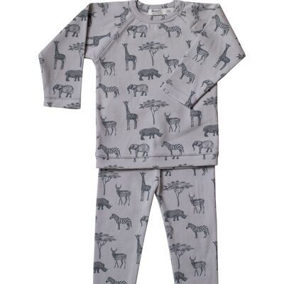 Snoozebaby Bio-Pyjama Safari Grau – Größe 74/80
