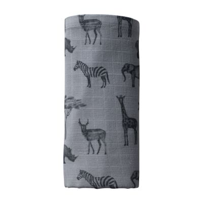 Snoozebaby Organic Wrapping Cloth Safari Gray - 120x120 cm