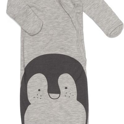 Snoozebaby Sleeping Bag & Pack in 1 Gray Melange Penguin incl. Hat - 0-3 months