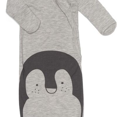 Snoozebaby Slaapzak & Pakje in 1 Grey Melange Pinguin incl. Mutsje - 0-3 mnd