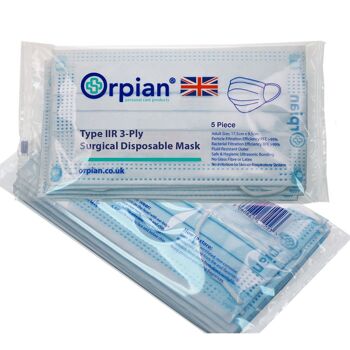 Masques Médicaux Type IIR - Orpian® - Pack de 5 Masques Bleus 3