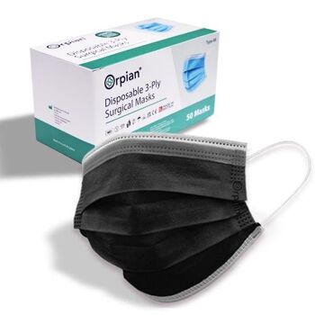 Masques Médicaux Type IIR - Orpian® - Carton de 450 (15 boîtes de 30) Noir 4