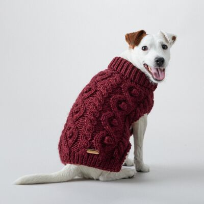 Handmade Knit Sweater Burgundy - 45