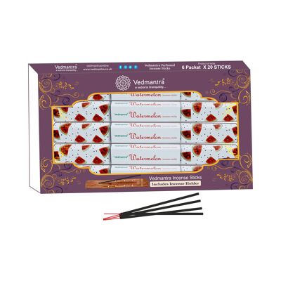 Vedmantra Lot de 6 bâtons d'encens de qualité supérieure - Pastèque